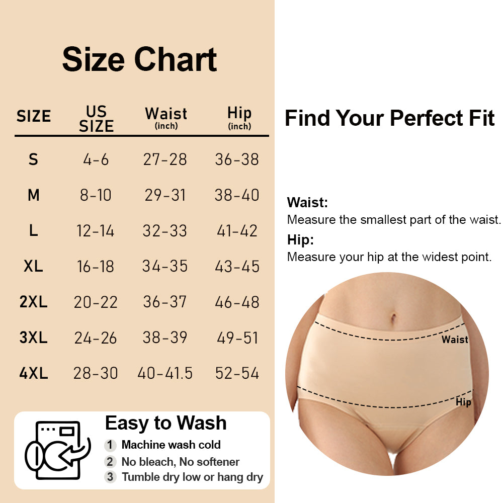 Women's High-Waist Leakproof Underwear 4Pack (50ml)