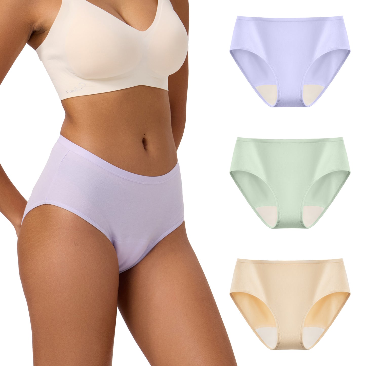 Women's Mid-Waist Leakproof Underwear (3 Pack)