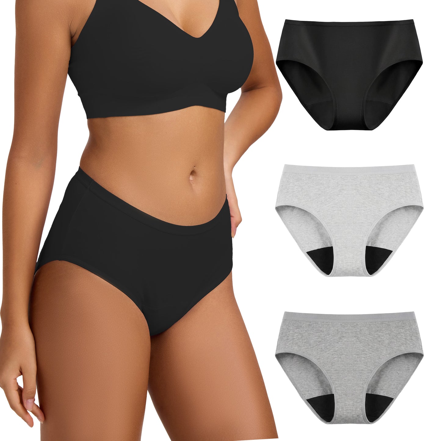 Women's Mid-Waist Leakproof Underwear (3 Pack)