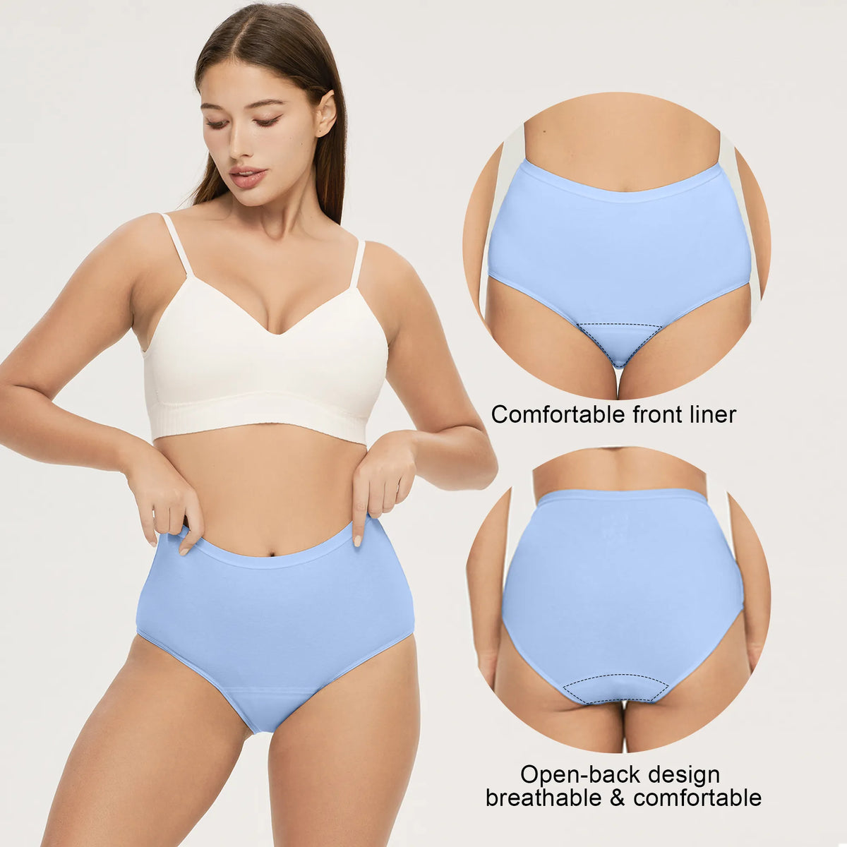 Women's 50ml High Waist Underwear (Off‑White Pad)