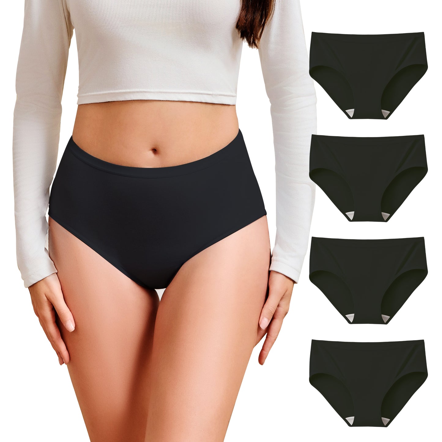 Women's Mid-Waist Cotton Panties (4 Pack)